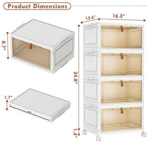 lot 6836 image: CTSNSLH 4 Tier Plastic Storage Bins with Lid - 28Qt Stackable with Lids for Bedroom, Living Room, Office - Foldable Containers, Household Organization