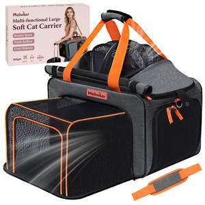 lot 6840 image: Meowker Cat Pet Dog Carrier Soft Sided Airline Approved, Large Foldable Travel Cat Bag for Kittens & Puppies Up to 15 Lbs, Top Loading Mesh, Expandable Breathable Comfort for Transport Scenarios