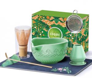 lot 6856 image: 510mL Matcha Whisk Set 8 Pcs Complete Ceramic Matcha Kit with Handcrafted Bamboo Chasen & Bowl - Frothy Tea Ceremony, Romantic Morning Ritual - Gift for Mom & Beginners