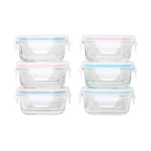 lot 6857 image: GENICOOK Borosilicate Glass Small Baby-Size Meal and Food Storage Containers, Rectangular Shape - 12 pc Set (6 Containers - 6 Matching Lids)