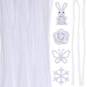 lot 6859 image: RoundFunny 100 Pcs 36 Extra Long Pipe Cleaners Bulk 6 mm Chenille Stem Craft Supplies Fuzzy Sticks for Beginners Hair DIY Arts Project Supplies Decorations(White)