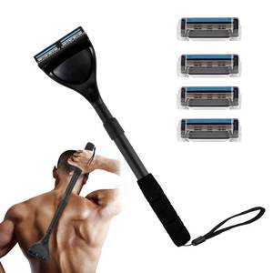 lot 6860 image: EASACE Updated Back Shavers for Men,Back Hair Shaver for Men with Safety Blade,Back & Body Hair Trimmer,Long Handle 21 Inch Adjustable, Curved DIY Shaver