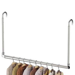 lot 6865 image: Hanging Closet Rod, Adjustable Height & Width Closet Rods for Hanging Clothes-Closet Extender Hanging Rod Space-Maximizing Design Suitable for Hanging and Drying Clothes, Silver