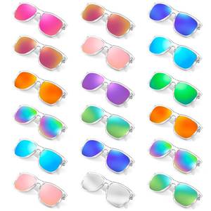 lot 6941 image: Matcheck 18 Retro Clear Mirrored Sunglasses Bulk Party Favors Classic Glasses Birthday Beach Pool Party Unisex Adult
