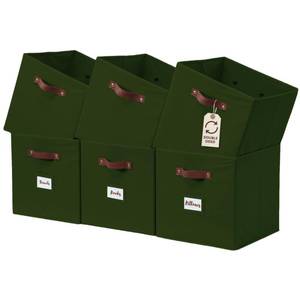 lot 6948 image: DECOMOMO Storage Bins, Cube Storage Bin with Labels, Fabric Storage Cubes for Shelves (10.5 x 11  6pcs, Olive Green)