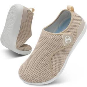 lot 6965 image: Comfortable Brown Womens Shoes Extra Wide Non Slip Diabetic Shoes Adjustable Neuropathy Bunion Arthritis Shoe Casual Knitted Flat Shoes Size 8.5