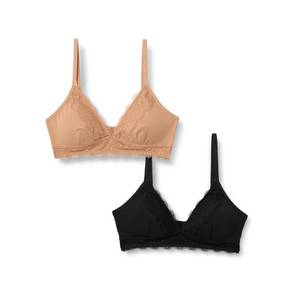 lot 6970 image: Amazon Essentials Womens Peached Microfibre with Lace Trim Lined V Neck Bralette, BlackWashed Bronze, Medium