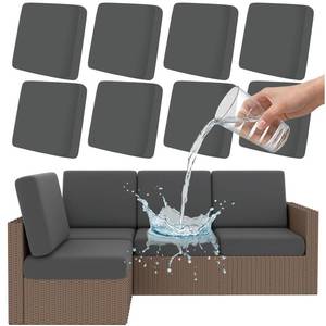 lot 6972 image: Smiry Waterproof Patio Cushion Covers, Stretch Outdoor Couch Slipcovers Replacement Washable Furniture Protector Sofa Chair Seat Cover for Dogs and Pets (8 Pcs, Dark Grey)