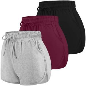lot 6974 image: URATOT 3 Packs Women Sport Shorts Cotton Yoga Running Workout Shorts Summer Athletic Pant with Drawstring and Pockets small
