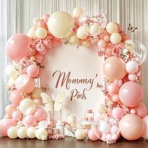 lot 6985 image: Pastel Pink Peach Balloon Arch Kit, Double Stuffed Pastel Light Pink Orange Ivory White Clear Bobo Spring Balloons Garland Kit for Wedding Bridal Shower Birthday Party Decoration