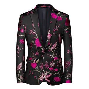 lot 6986 image: Mens Embroidery Tux Dress Suit Jacket Formal Print Prom Blazer Dinner Sport Coat Red Medium