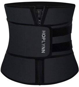 lot 6993 image: HOPLYNN Neoprene Sweat Waist Trainer Corset Trimmer Shaper Belt for Women, Workout Plus Size Waist Cincher Stomach Wraps Bands Black Medium