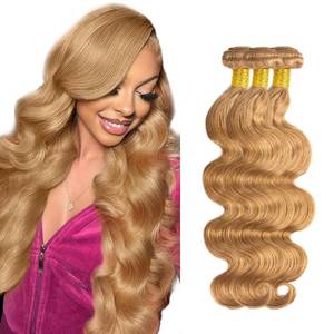 lot 8002 image: #27 Honey Blonde Bundles Human Hair Body Wave Bundles 30 32 34 Inch Blonde Body Wave Bundles Human Hair Extensions Double Weft Unprocessed Brazilian Virgin Hair 3 Bundles 50 Grams Per Bundle