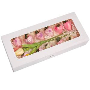 lot 8010 image: RIFMEAE 24-Pack 14 x 6 x 2.5 Cookie Boxes, Bakery Boxes with Window, Strawberry Boxes, Auto-Popup Treat Boxes for Strawberries, Cookies