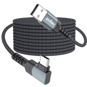 lot 8016 image: USB to USB C Cable 10ft Right Angle, 3A Fast Charging 90 Degree Long USB-A to Type C 2.0 480Mbps Data Transfer Cord Braided for iPhone 171615, Galaxy Andriod Phone, Switch, Steam Deck, Tablet