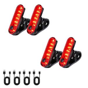 lot 8024 image: KunHe 4 Pack USB Rechargeable Bike Tail Lights Super Bright Bicycle Rear Safety Light with 4 Light Modes for Skateboards Strollers and Wheelchairs