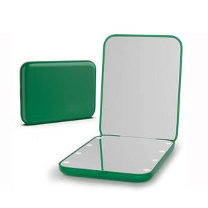 lot 8029 image: Kintion Pocket Mirror, 1X3X Magnification LED Compact Travel Makeup Mirror with Light for Purse, 2-Sided, Portable, Folding, Handheld, Small Lighted Mirror for Gift, Green