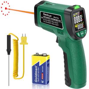 lot 8030 image: Infrared Thermometer for Cooking, Gedaye Surface Laser Temperature Gun with Laser Pointer 131, Metal Probe, Adjustable Emissivity, -58 to 1562F, Thermal Thermometer Gun for Pizza Oven Engine HVAC