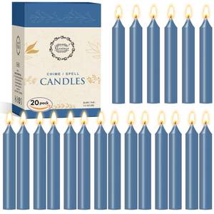 lot 8037 image: Raajsee Unscented Mini Taper Candles Pack of 20, Sky Blue  5 Inches (H) Dinner Candle Sticks Smokeless, and Dripless Paraffin Wax with Cotton Wicks  Long Burning Time