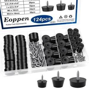 lot 8050 image: Eoppen 124Pcs Cutting Boards Rubber Feet Bumpers Pads Kit with Built-in Stainless Steel Washer and Screws for Furniture and Appliances 3 Sizes 0.6inch 0.8inch 1inch