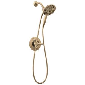 lot 8057 image: Delta Arvo 14 Series Brushed Gold Shower Faucet Set with In2ition 2-in-1 Dual Shower Head with HandHeld Spray Combo, Valve Trim Kit, Champagne Bronze 142840-CZ