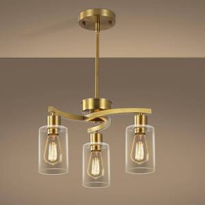 lot 8058 image: CNRATYE 3-Light Gold Dining Room Chandeliers Over Table, Contemporary Kitchen Island Pendant Lighting, Industrial Hanging Light Fixture for Entryway Hallway Foyer Bedroom, Clear Glass Shade