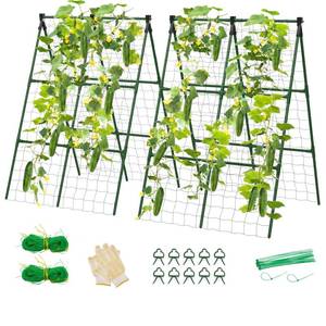 lot 8083 image: 2 Pack Cucumber Trellis, 34x48 Garden Trellis for Climbing Plants Outdoor, A-Frame Vegetable Trellis for Raised Bed, Support for Tomatoes, Squash, Zucchini, Vegetables &amp Flowers