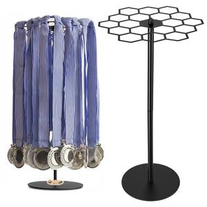 lot 8100 image: Kegeeei Rotating Medal Display Stand  360° Rotation Tabletop Medal Holder Holds 45 Medals  Heavy-Duty Iron Base &amp Easy No-Tool Assembly - Wall-Safe for Marathon, Sports &amp Award Medals