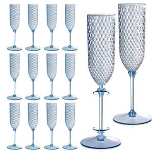 lot 8104 image: XUWAIDSGN 24 Pack Blue Detachable 2 piece Champagne Flutes 5.5 Oz Unbreakable Plastic Mimosa Disposable Champagne Glasses Drinking Cups Stemmed Reusable Wine Toasting Glasses for Wedding
