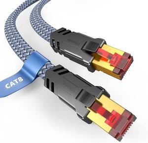 lot 8122 image: Snowkids Cat 8 Ethernet Cable 15 FT, High Speed Ethernet Internet LAN Network Braided Cord, 40Gbps 2000Mhz Supports Cat7 Cat6 Cat5e Cat5, Flat Heavy Duty Patch Cord RJ45 Connector for Gaming, Router