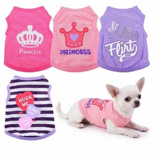 lot 8158 image: Hadnves Chihuahua Clothes 4 PCS Small Dog Clothes Soft Girl Puppy Pullover Shirts Cute Sleeveless Female Pet-Clothes Pink Crown Breathable Apparel for Yorkie Teacup Dog Small Medium Dogs Cats XS