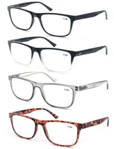 lot 8166 image: OLOMEE Wide Reading Glasses for Men Large Oversized Readers 1.50 Lightweight Square Eyeglasses for Reading 4 Pack with Spring Hinge