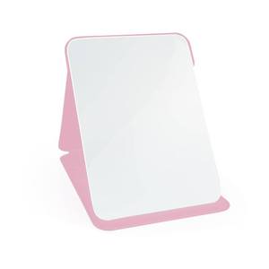 lot 8169 image: Yatnks Makeup Mirror, 7x10 Inches Portable PU Leather Mirror, Folding Desktop Vanity Mirror with Adjustable Stand for Vanity Table, Office, Travel (L, Pink)