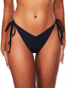 lot 8175 image: TZLDN Womens Bikini Bottoms Sexy Cheeky String Tie Side Brazilian V-Front V-Back Swimsuit Bathing Suit Black - Small