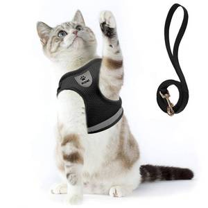 lot 8177 image: Supet Cat Harness and Leash Set - Soft Mesh Adjustable Cat Vest Harness with Reflective Strap for Walking Cat and Puppy Rabbit