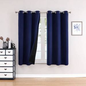 lot 8181 image: ChrisDowa 100% Blackout Curtains for Bedroom with Black Liner, 2 Thick Layers Total Blackout Thermal Insulated Grommet Window Curtains 2 Panels Set (Navy Blue, 42 x 63 Inch)
