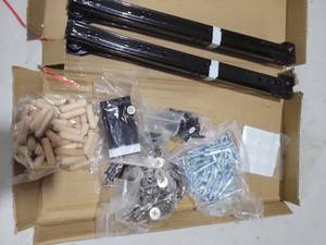 lot 4017 image: 2 Drawer entertainment center No instructions with hardware