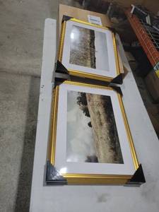 lot 4019 image: Gold Framed Landscape Prints Set of 3 24x18