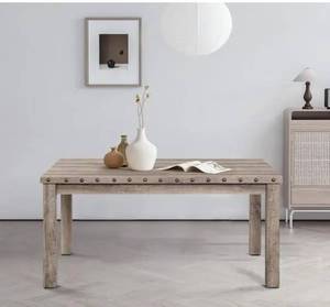 lot 4023 image: Rectangular Wood Tone Wooden Top Dining Table