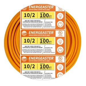 lot 8193 image: Energeaster 102 NM-B Wire,with Ground Indoor Electrical Copper Wire��10 Gauge Wire 2 Conductor Non-Metallic Sheathed Copper Cable(100FT Orange)