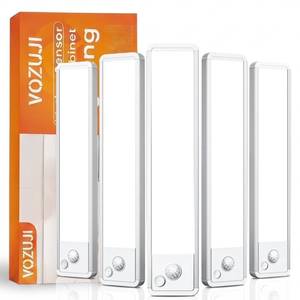 lot 8196 image: Under Cabinet Motion Sensor Lighting Dimmable Rechargeable Lights Indoor - Battery Operated Lights - Undercabinet Wireless Closet Light Magnetic Led Light for Kitchen Home Bathroom Counter 5 Pack