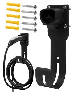 lot 8197 image: AutoEC Charger Holder Wall Mount Dock and J-Hook Compatible with Model 3YXS, Heavy Duty Steel EV Charging Cord Hanger Fit for NACS Connector