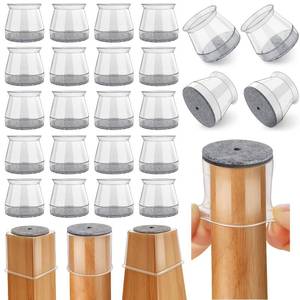 lot 8202 image: 24 Pcs Chair Leg Floor Protectors Round, Silicone Felt Furniture Leg Pads Caps Covers for Hardwood Floors (Fit 1-516 to 2)