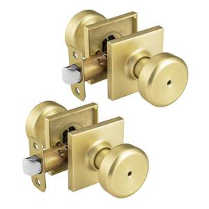 lot 8203 image: NCSEN 2 Pack Gold Interior Door Knobs for Bathroom & Bedroom, Pismo Doorknob Turn Lock with Square Rosette for Privacy