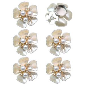 lot 8210 image: 6 Pcs Crystal Pearl Button Covers Decorative Rhinestone Buttons Covers Pins Detachable Shirt Button Clips Buttons Jewelry Reusable Button Covers for Crafts Sewing DIY (White)