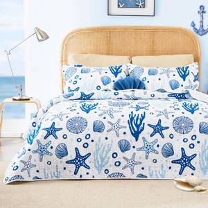 lot 8217 image: Loves cabin King Size Quilt Bedding Set Coastal White Bedspreads - Summer Beach Nautical Quilt Lightweight Bedspread- Reversible Bedding Coverlet for All Season - 3 Piece