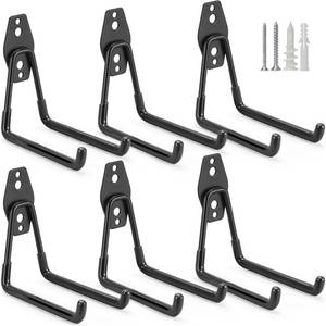 lot 8221 image: LUPYJI 6 Pack Garage Hooks Heavy Duty Storage Organizer Wall Mount Power and Garden Tool Hangers, for Hanging Ladders, Ropes, Hose, Bulk Items