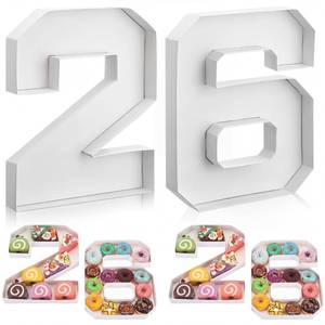 lot 8255 image: 2 Pcs 10 26 Graduation Number Fillable for Charcuterie Cardboard Charcuterie Letters 2026 Large Number Shaped Food Tray Candy Box for Chocolate Candy School Congrats Grad Party Supplies(White)