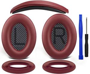 lot 8262 image: SOULWIT Replacement Kit for Bose QuietComfort QC35QC35 ii Over-Ear Headphones, Ear Pads Cushions  Headband  Silicone Earpads Cover Protector - Burgundy