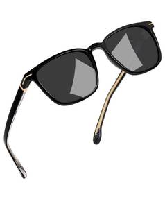 lot 8263 image: Joopin Black Acetate Square Sunglasses for Men Women Retro Sun Glasses Polarized UV Protection Shades Sunnies